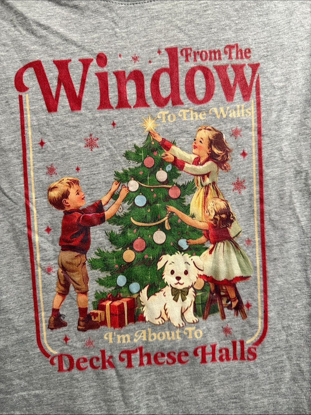 Gray Graphic Tee with Red Holiday Text - Picture 4 of 4